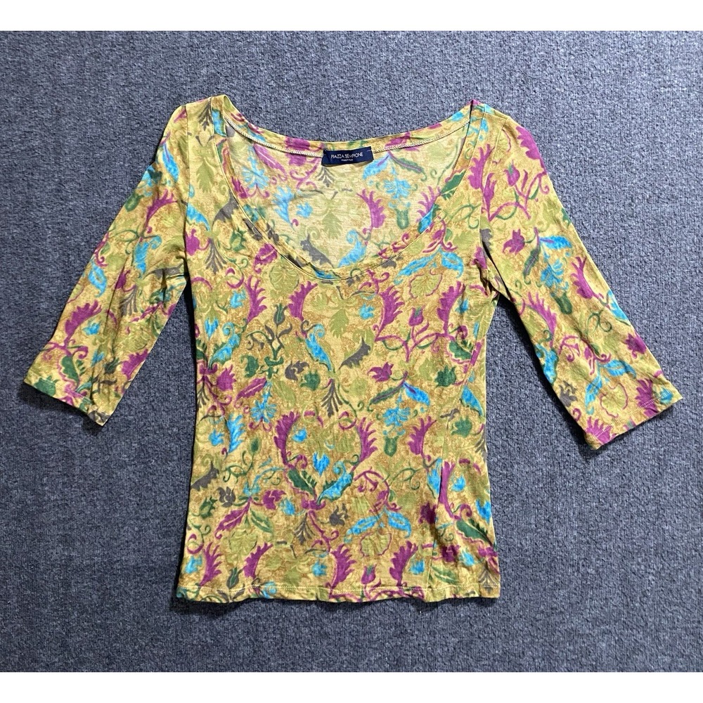 Piazza Sempione Blouse Women's Cotton Blend  3/4 Sleeve Size 44